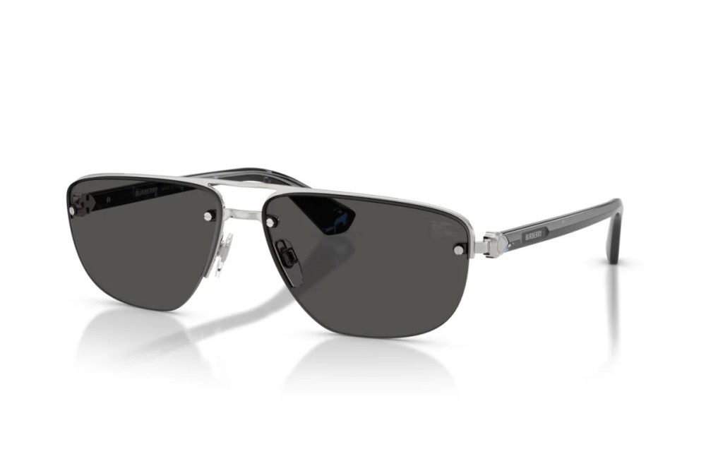 BURBERRY BE3164 - 100587 - 63 Napszemüvegek Ezüst, Fekete Szögletes