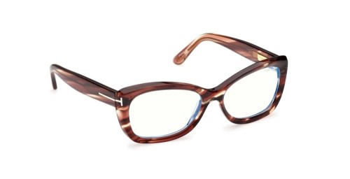Tom Ford TF6046-B - 055 - 55 - KÉK-IBOLYA FÉNYT SZŰRŐ LENCSÉKKEL Optikai keretek Havana Cat eye (macskaszem)