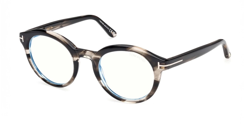 Tom Ford TF6061-B - 056 - 50 - KÉK-IBOLYA FÉNYT SZŰRŐ LENCSÉKKEL Optikai keretek Színes havana Kerek