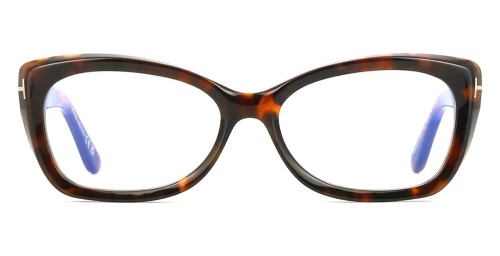 Tom Ford TF6046-B ECO - 052 - 55 - KÉK-IBOLYA FÉNYT SZŰRŐ LENCSÉKKEL Optikai keretek Fényes/sötét Havana Cat eye (macskaszem)