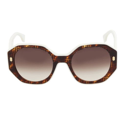 Fendi FE40045I - 55F - 54 Napszemüvegek Havana, Fehér Szögletes
