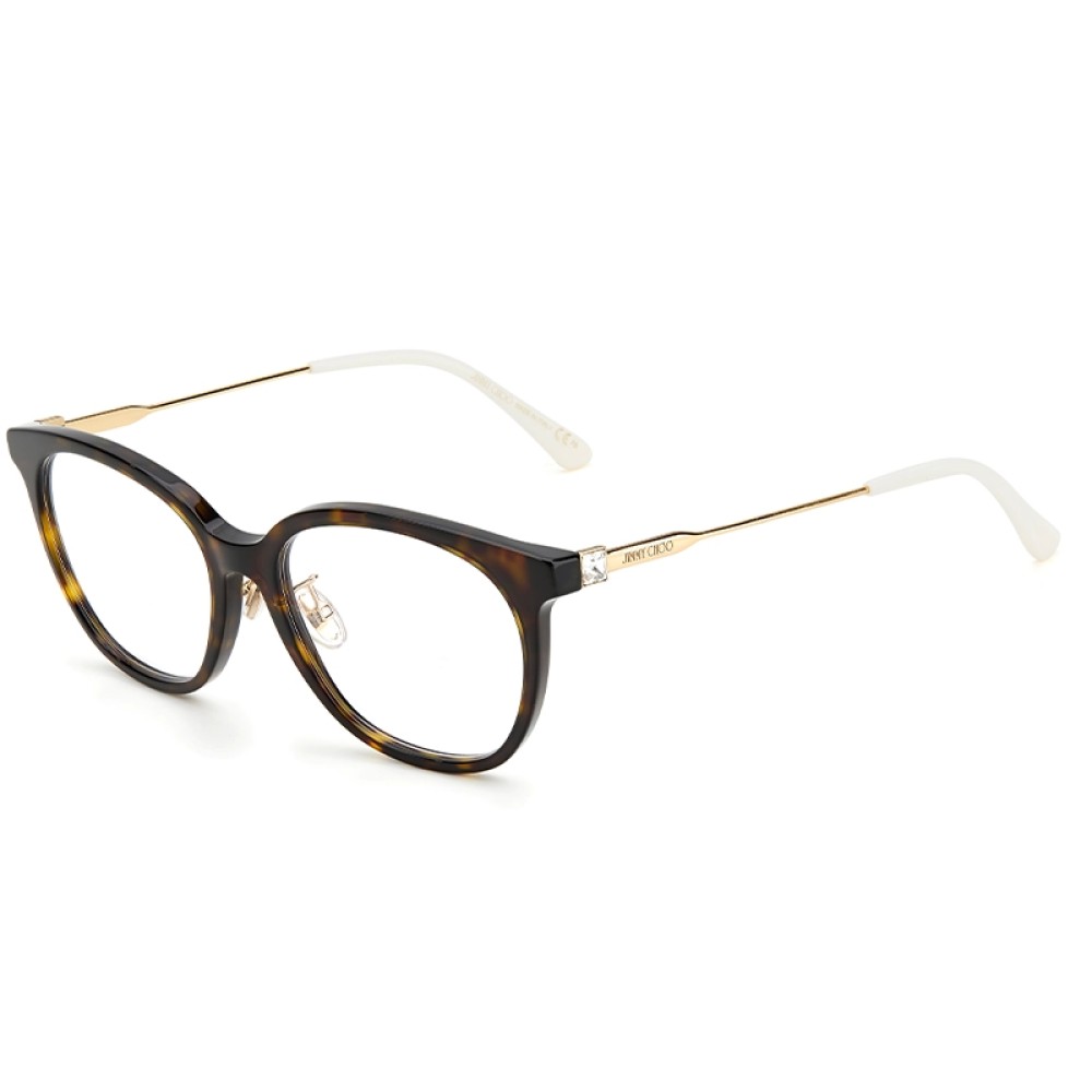 Jimmy Choo JC306/F - 086 - 53 Optikai keretek Havanna, Arany, Fehér Pillow (Lekerekített)