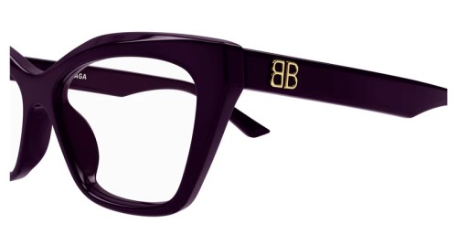 Balenciaga BB0342O - 007 - 55 Optikai keretek Lila Cat Eye (Macskaszem)