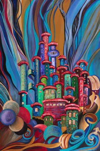 Fanni Mikó - Festmények - LEBEGŐ VÁROS - 2024, ACRYLIC, CANVAS - 120 X 80