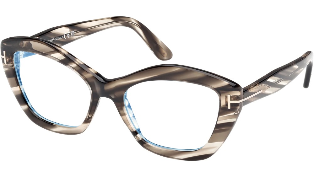 Tom Ford FT6044-B - 056 - 54 - KÉK-IBOLYA FÉNYT SZŰRŐ LENCSÉKKEL Optikai keretek Színes Havanna Cat Eye (Macskaszem)