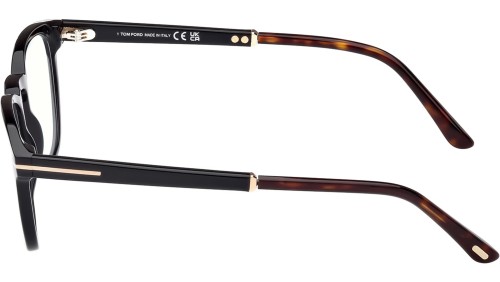Tom Ford FT5890-B - 005 - 51 - KÉK-IBOLYA FÉNYT SZŰRŐ LENCSÉKKEL Optikai keretek Fényes fekete Kerek