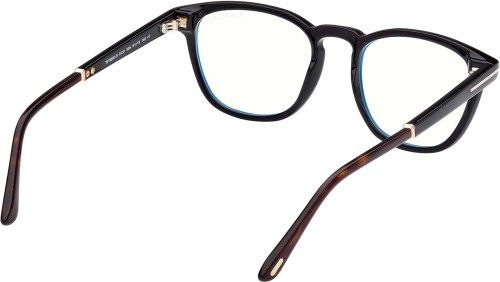 Tom Ford FT5890-B - 005 - 51 - KÉK-IBOLYA FÉNYT SZŰRŐ LENCSÉKKEL Optikai keretek Fényes fekete Kerek