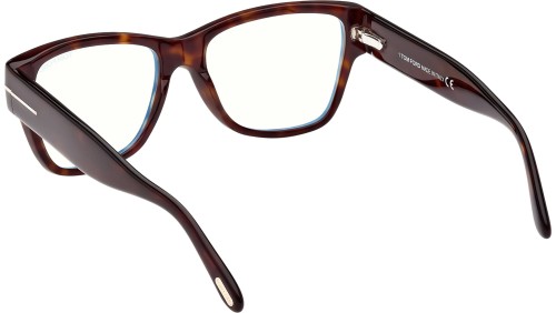 Tom Ford FT5878-B - 052 - 55 - KÉK-IBOLYA FÉNYT SZŰRŐ LENCSÉKKEL Optikai keretek Dark Havanna Cat Eye (Macskaszem)