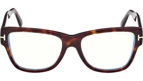 Tom Ford FT5878-B - 052 - 55 - KÉK-IBOLYA FÉNYT SZŰRŐ LENCSÉKKEL Optikai keretek Dark Havanna Cat Eye (Macskaszem)