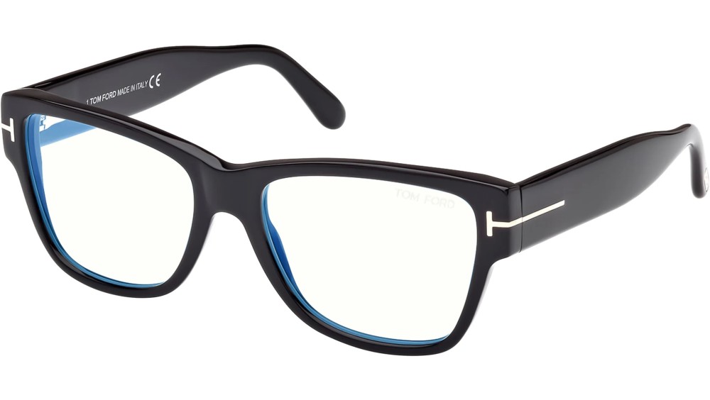Tom Ford FT5878-B - 001 - 55 - KÉK-IBOLYA FÉNYT SZŰRŐ LENCSÉKKEL Optikai keretek Fekete Cat Eye (Macskaszem)