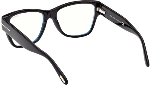 Tom Ford FT5878-B - 001 - 55 - KÉK-IBOLYA FÉNYT SZŰRŐ LENCSÉKKEL Optikai keretek Fekete Cat Eye (Macskaszem)