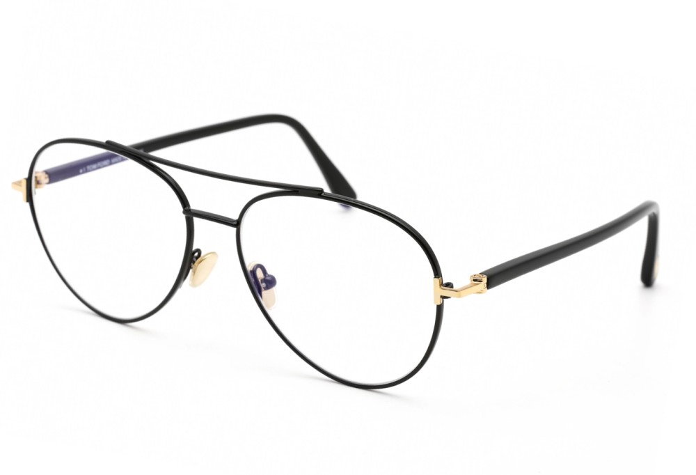 Tom Ford FT5684-B - 001 - 55 - KÉK-IBOLYA FÉNYT SZŰRŐ LENCSÉKKEL Optikai keretek Fényes fekete Pilóta (Aviator)