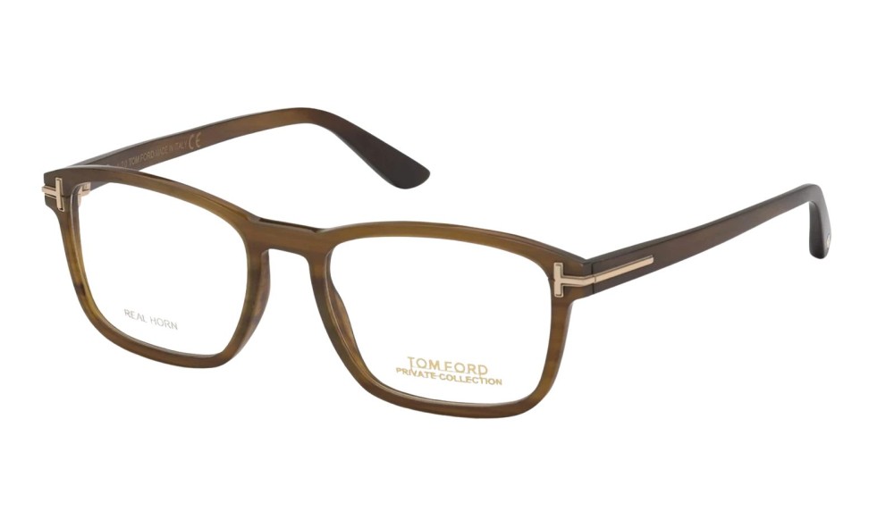 Tom Ford FT5718-Private Collection REAL HORN - 064 - 52 Optikai keretek Barna Szögletes
