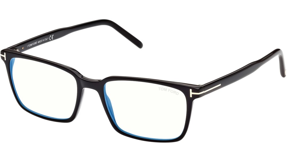 Tom Ford FT5802-B - 001 - 53 - KÉK-IBOLYA FÉNYT SZŰRŐ LENCSÉKKEL Optikai keretek Fényes fekete Szögletes