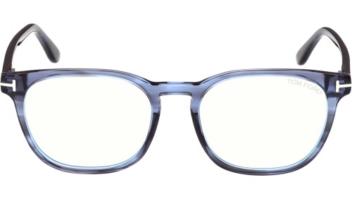 Tom Ford FT5868-B - 092 - 51 - KÉK-IBOLYA FÉNYT SZŰRŐ LENCSÉKKEL Optikai keretek Kék csíkos Szögletes/Lekerekített