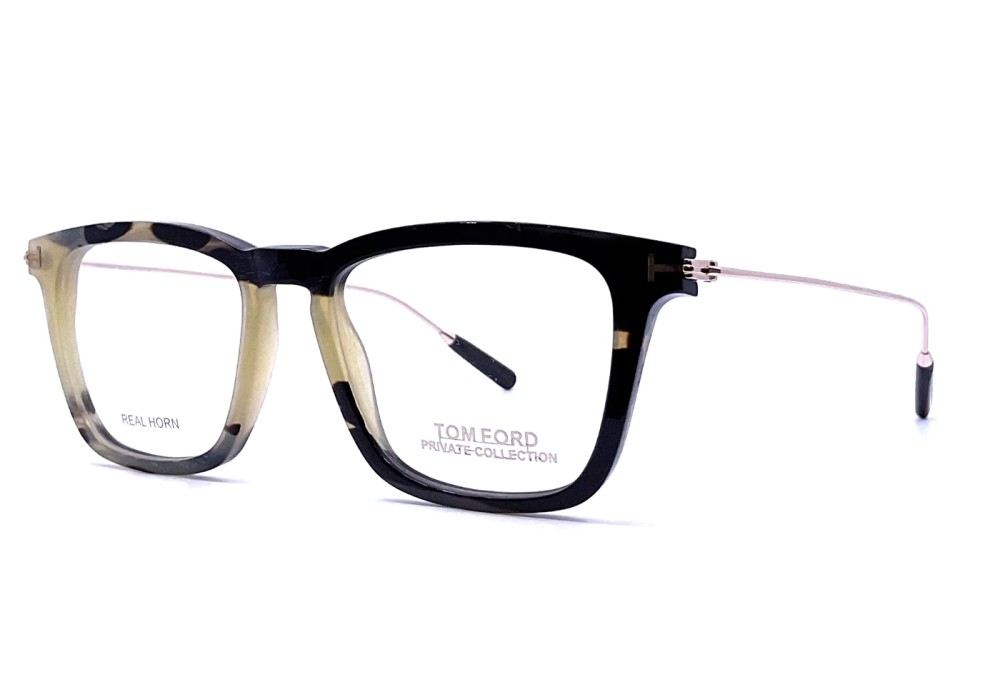 Tom Ford FT5851-Private Collection REAL HORN - 062 - 51 Optikai keretek Zöld szarv Szögletes