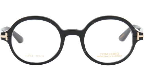 Tom Ford FT5850-Private Collection REAL HORN - 063 - 47 Optikai keretek Fekete szarv Kerek