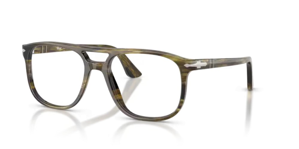 Persol PO3329V - 1237 - 54 Optikai keretek Csíkos fekete és olíva zöld Pilóta (Aviator)