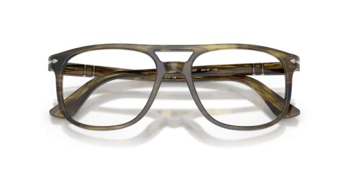 Persol PO3329V - 1237 - 54 Optikai keretek Csíkos fekete és olíva zöld Pilóta (Aviator)