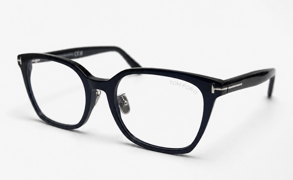 Tom Ford TF6103-D-B ECO - 001 - 53 - KÉK-IBOLYA FÉNYT SZŰRŐ LENCSÉKKEL Optikai keretek Fekete Szögletes