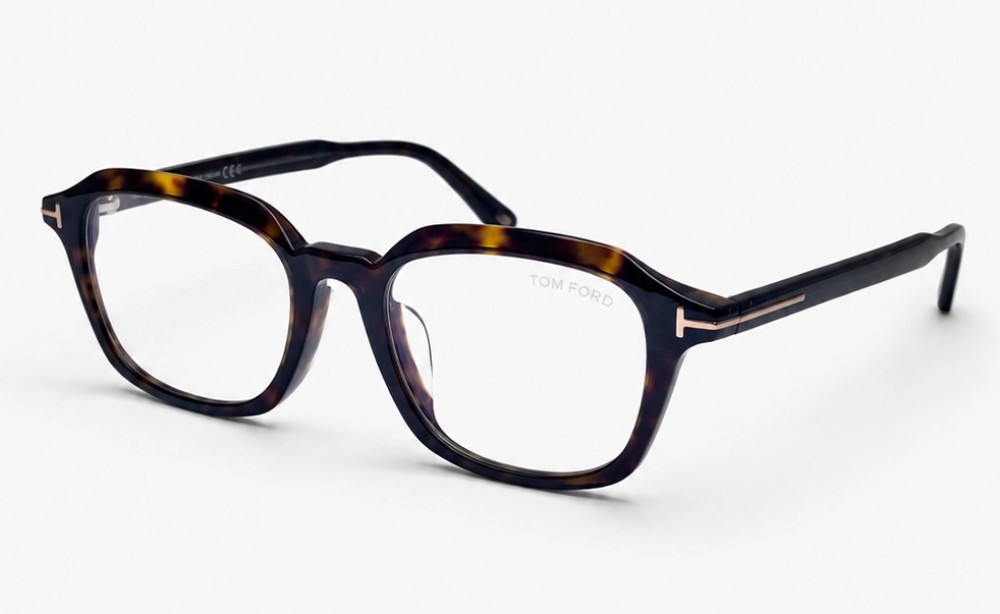 Tom Ford TF6148-D-B - 052 - 53 - KÉK-IBOLYA FÉNYT SZŰRŐ LENCSÉKKEL Optikai keretek Dark Havanna Szögletes