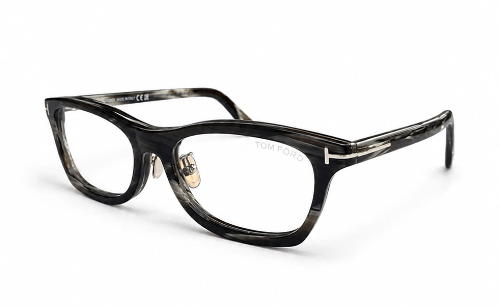 Tom Ford TF6074-D-B ECO - 062 - 53 - KÉK-IBOLYA FÉNYT SZŰRŐ LENCSÉKKEL Optikai keretek Barna mintás Szögletes