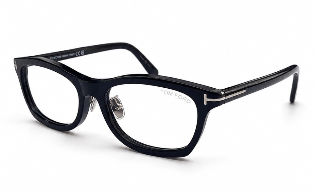Tom Ford TF6074-D-B ECO - 001 - 53 - KÉK-IBOLYA FÉNYT SZŰRŐ LENCSÉKKEL Optikai keretek Fekete Szögletes