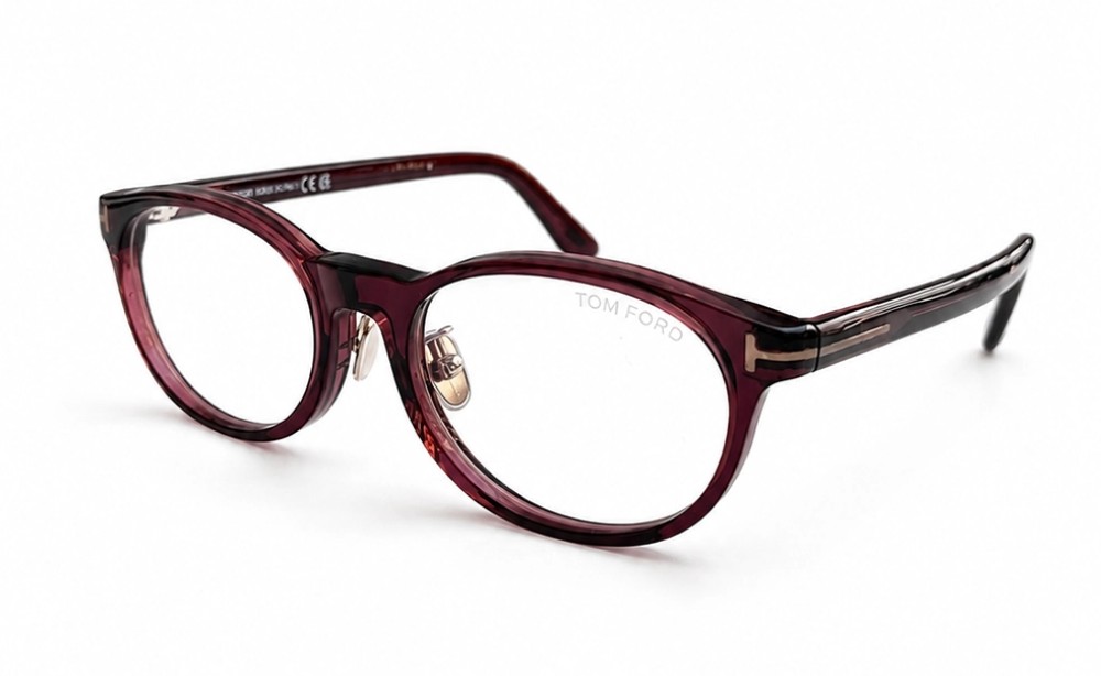 Tom Ford TF6075-D-B ECO - 069 - 50 - KÉK-IBOLYA FÉNYT SZŰRŐ LENCSÉKKEL Optikai keretek Burgundi Ovális