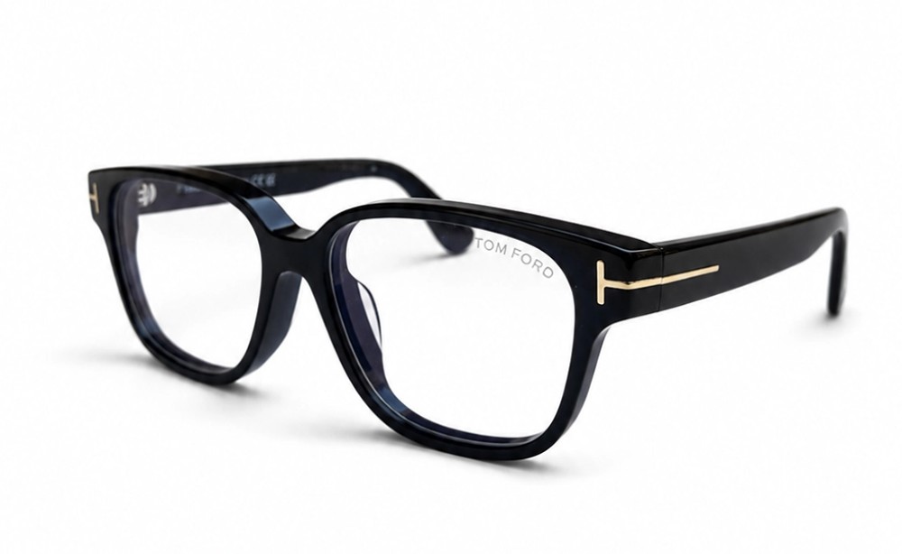 Tom Ford TF6071-D-B ECO - 001 - 54 - KÉK-IBOLYA FÉNYT SZŰRŐ LENCSÉKKEL Optikai keretek Fekete Szögletes