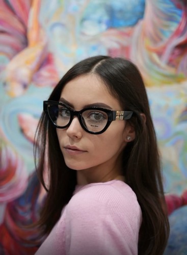 MIU MIU MU 01VV - ​1AB1O1 - ​52 Optikai keretek Fekete Cat Eye (Macskaszem)