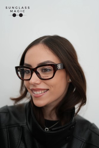 Balenciaga BB0363O - 002 - 54 Optikai keretek Barna,Mintás Szögletes