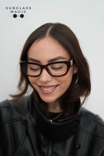 Balenciaga BB0363O - 002 - 54 Optikai keretek Barna,Mintás Szögletes