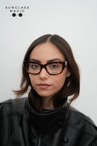 Balenciaga BB0364OA - 002 - 55 Optikai keretek Fekete,Piros,Mintás Szögletes