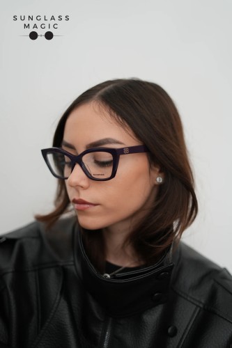 Balenciaga BB0342O - 007 - 55 Optikai keretek Lila Cat Eye (Macskaszem)