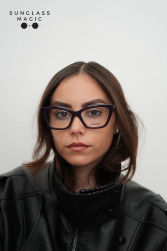 Balenciaga BB0342O - 007 - 55 Optikai keretek Lila Cat Eye (Macskaszem)