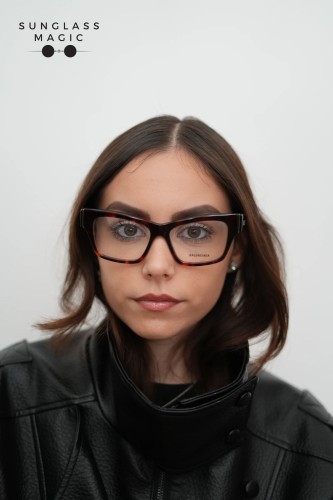 Balenciaga BB0378O - 002 - 54 Optikai keretek Fekete,Piros,Mintás Szögletes