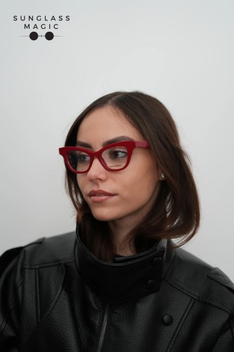 Alexander McQueen AM0381O - 003 - 47 Optikai keretek Piros Cat Eye (Macskaszem)