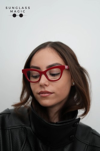 Alexander McQueen AM0381O - 003 - 47 Optikai keretek Piros Cat Eye (Macskaszem)