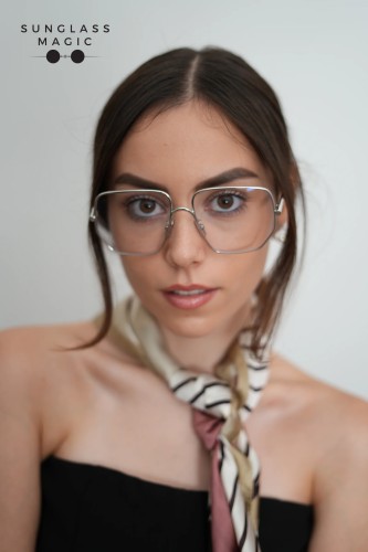 Loewe LW50079U - 016 - 58 - KÉK-IBOLYA FÉNYT SZŰRŐ LENCSÉKKEL Optikai keretek Ezüst Szögletes