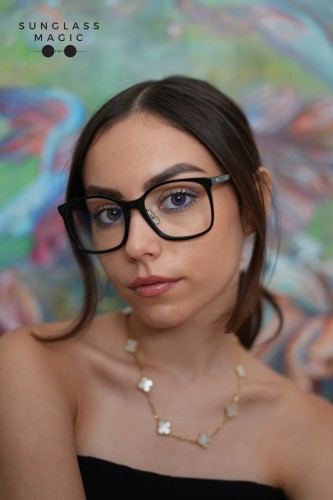 Celine CL50027J - 001 - 55 - KÉK-IBOLYA FÉNYT SZŰRŐ LENCSÉKKEL Optikai keretek Fekete Pillow (Lekerekített)
