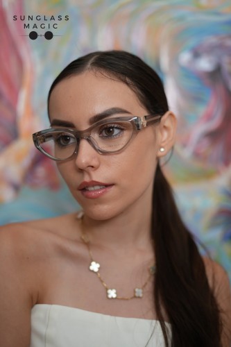 Philipp Plein VPP069S QUEEN - 03GU - 55 Optikai keretek Szürke, Átlátszó Cat Eye (Macskaszem)
