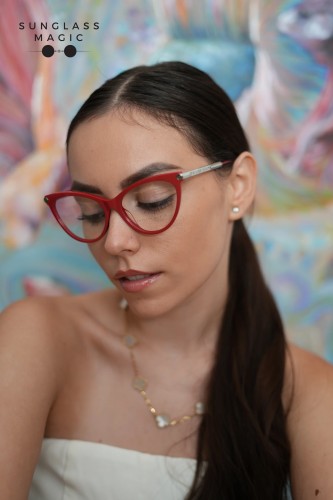 Philipp Plein VPP037S FLAWLESS - 02GH - 54 Optikai keretek Piros, Ezüst Cat Eye (Macskaszem)