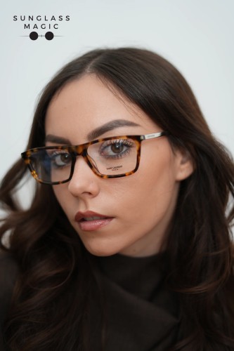 Saint Laurent SL344 - 004 - 54 Optikai keretek Havanna, Ezüst Szögletes
