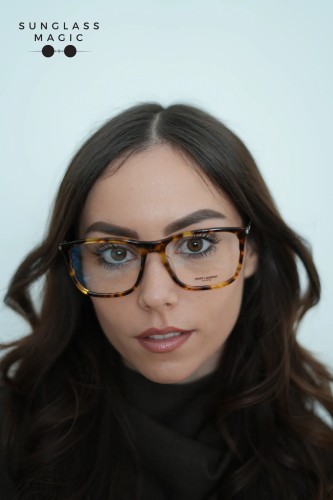 Saint Laurent SL345/F - 009 - 56 Optikai keretek Havanna, Ezüst Négyzetes