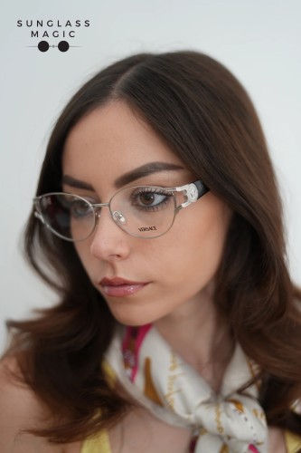 VERSACE VE1309 - 1001 - 54 Optikai keretek Ezüst Cat Eye (Macskaszem)