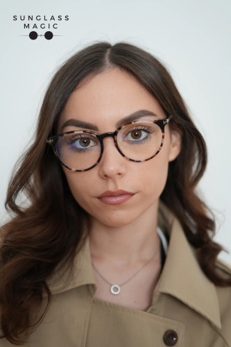 Tom Ford TF5575-B - 055 - 51 - KÉK-IBOLYA FÉNYT SZŰRŐ LENCSÉKKEL Optikai keretek Havanna Kerek
