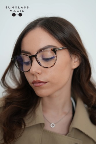 Tom Ford TF5575-B - 055 - 51 - KÉK-IBOLYA FÉNYT SZŰRŐ LENCSÉKKEL Optikai keretek Havanna Kerek