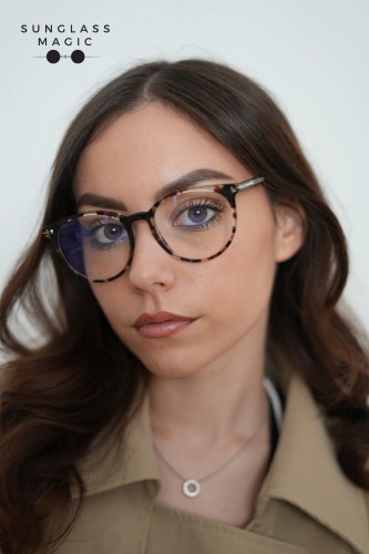 Tom Ford TF5575-B - 055 - 51 - KÉK-IBOLYA FÉNYT SZŰRŐ LENCSÉKKEL Optikai keretek Havanna Kerek