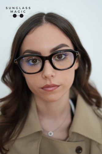 Tom Ford TF6005-D-B - 052 - 51 - KÉK-IBOLYA FÉNYT SZŰRŐ LENCSÉKKEL Optikai keretek Dark Havanna Szögletes
