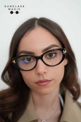 Tom Ford TF6031-F-B ICON COLLECTION - 001 - 54 - KÉK-IBOLYA FÉNYT SZŰRŐ LENCSÉKKEL Optikai keretek Fekete Cat Eye (Macskaszem)